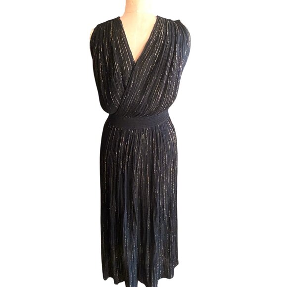 Vintage black and gold metallic Goddess sun dress, cotton, gauzy, long - Picture 4 of 15